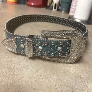 Genuine Leather teal Cowgirl Belt